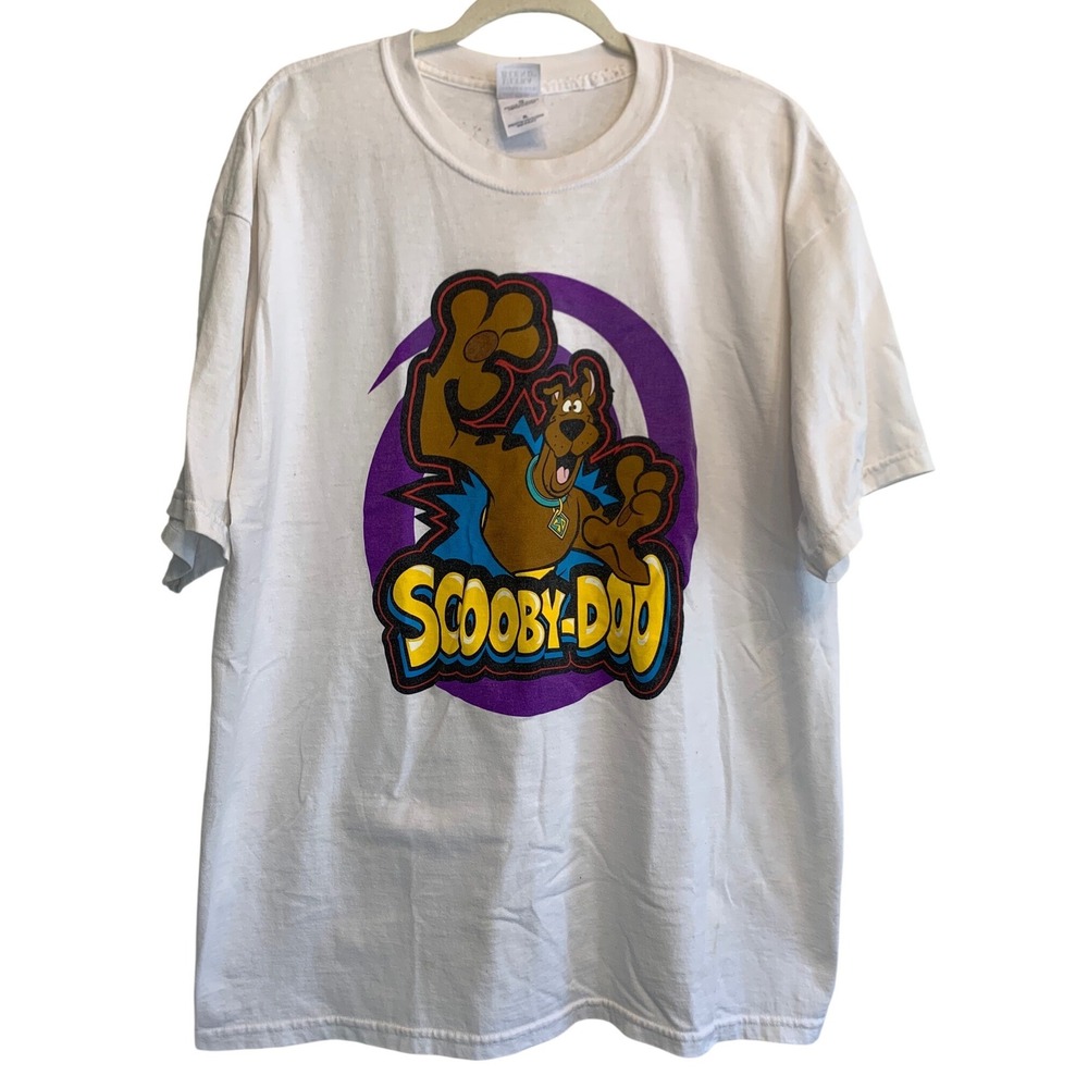 VTG 90s XL Scooby Doo Cartoon Network white/purple graphic tee shirt